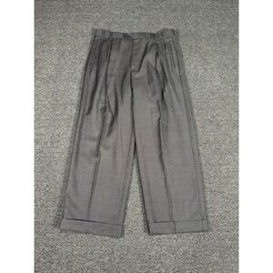 Zanella Jesse Dress Pants Men's 33x26 Brown 100% Wool Geometric Print Italy